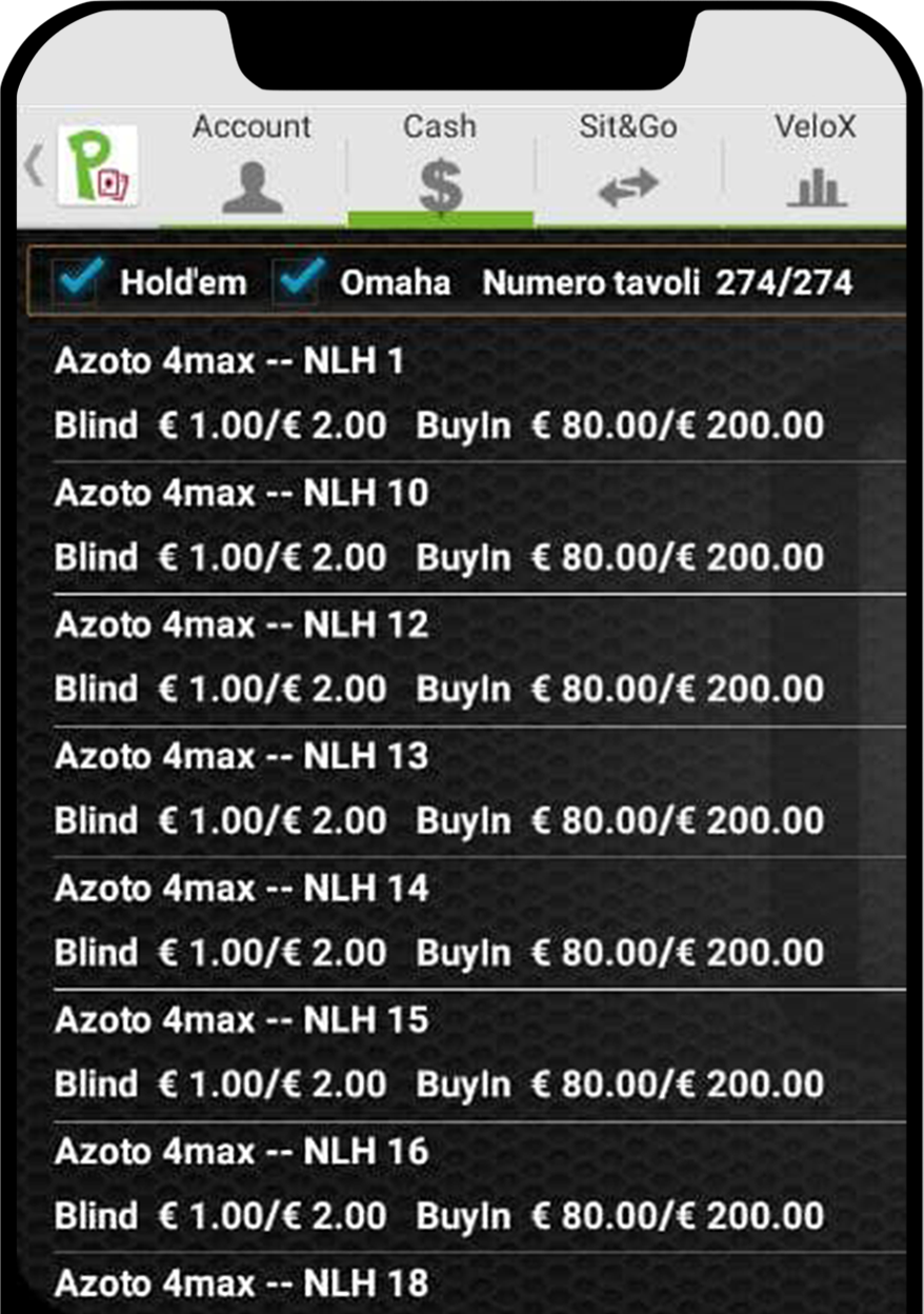 Interfaccia della Fastbet app